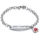 Custom Enamel Medical Alert ID Bangle Stainless Steel Rolo Chain Link Thin Bar Bracelet for Women
