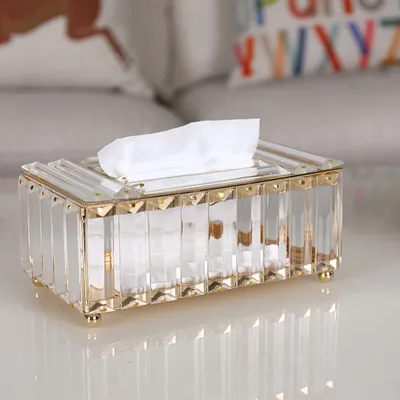 Crystal Glass Tissue Box Cover Home Hotel Car Pen Holder Tools Cosmetic Accessories Desktop Storage