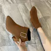 Frauen Vintage High Heels Stiefeletten Schnalle Casual Damen Sexy Stiefeletten Weibliche Chelsea Stiefel Plus Größe 35-43 botas De Mujer