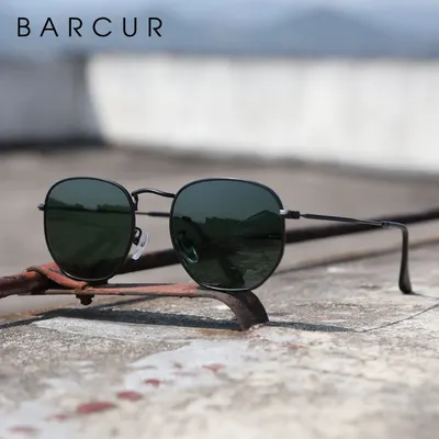 BARCUR Reflektierende Sonnenbrille Frauen Glas Objektiv Sonnenbrille Männer Edelstahl Rahmen Brillen