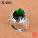 ZDADAN 925 Sterling Silber Smaragd Ringe Für Frauen Charme Schmuck Party Geschenk