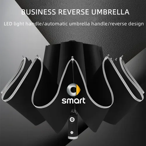 Automatischer Regenschirm mit LED-Lichts chirm 10 Rippen 3-klappbarer umgekehrter Regenschirm für