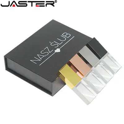 JASTER Kristall Hochzeitsgeschenke USB-Flash-Laufwerke 128 GB 3D-Lasergravur Benutzerdefiniertes Logo Pen Drive 64 GB Fotografie Geschenk Memory Stick Image