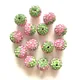 50pcs 10mm High Quality Mix Green Pink Crystal Clay Pave Rhinestone Round Disco Ball Loose Spacer