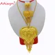 Adixyn Gold Color Heart Necklace/Pendant/Earrings India Jewelry Set Luxury Arab African Wedding