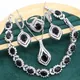 Black Sapphire 925 Silver Jewelry set for Women Wedding Bracelet Earrings Necklace pendant Ring