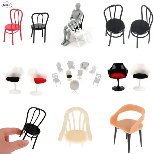 1/6 1/12 1/20 puppe Haus Mini Stuhl Modell Dining Stuhl Rückenlehne Stühle Puppen Spielen Haus Möbel