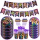 Disney Encanto Birthday Decoration Disposable Cutlery Set Purple Banner Stream Paper Plate Straw