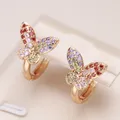 Kinel Luxus Feine Schmetterling Tropfen Ohrringe Frauen Ungewöhnliche 585 Rose Gold Farbe Natürliche