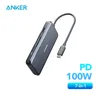Anker usb hub 341 USB-C Hub (7-in-1) with 4K HDMI 100W Power Delivery usb c hub and 2 USB-A 5Gbps