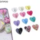 2Pcs Kawaii Adhesive Metal Heart Phone Charm Holder Mobile Phone Case Finger Ring Stand Hooks Buckle