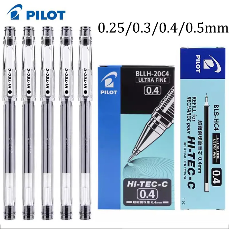 12 teile/schachtel Pilot Hi-Tec Gel Pen Set 0.25/0.3/0.4/0,5mm Fein punkt Kugelschreiber Nadel Neutral Gel Tinte schwarz, blau, rot BLLH-20C4 Image