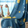 Blue Planet Print Curtains for Children Room Kids Boys Sons Nursery Kindergarten Modern Simple