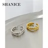 Shanice echte s925 Sterling Silber offenen Ring verstellbar ins unregelmäßige Falte Textur