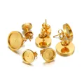 20 stücke 6 8 10 12mm Gold Edelstahl flache Ohr stecker Basis Einstellung leere Ohrring Cabochon