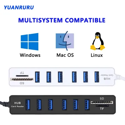 USB Hub 2.0 Multi USB 2.0 Hub USB Splitter High Speed 3 6 Ports 2.0 Hab TF SD USB Kartenleser USB Extender für PC Laptop