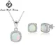 Opal Schmuck Sets für Frauen Platz Weiß Opal Halskette Ohrringe Hochzeit Braut Schmuck Sets (Lam Hub