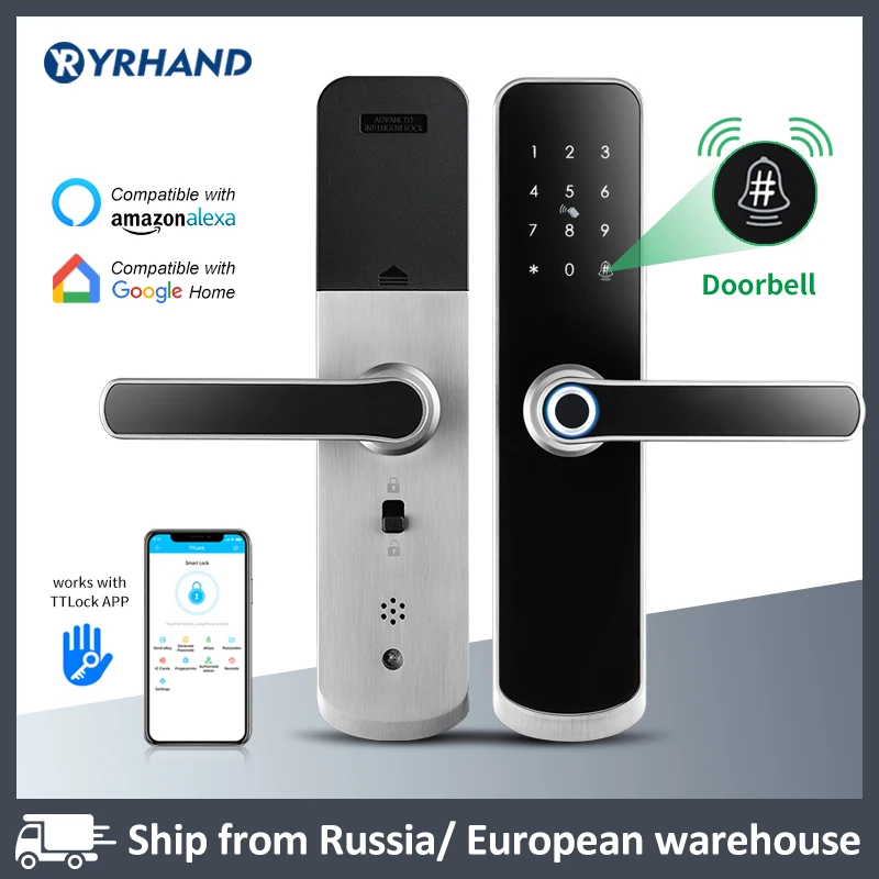 X6 Yrhand Elektronisches Schloss Wasserdichte biometrische Fingerabdruck-Türschlösser Bluetooth Digitale Tastatur Türschloss TTlock App Smart Lock Image