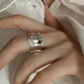 925 Sterling Silber Glatte Doppel Schichten Ringe Für Frauen Counple Hochzeit Engagement Silber