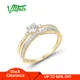 VISTOSO Gold Ringe Für Frauen Echtes 9K 375 Gelb Gold Ring Funkelnde Weiß CZ Versprechen Band Ringe