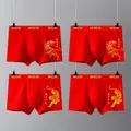 Men Boxer Cotton Underwear Breathable Male Panties Briefs Underpants New Year Of The Tiger Red