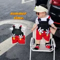 Disney Mickey Mouse Newborn Baby Clothes Summer New Cartoon Shape Palm Short-sleeved Jumpsuit