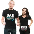 2024 New Cute Dad +Mom+ Baby Printed Couple Maternity T-Shirt Pregnancy Announcement Shirt Couple