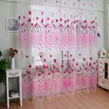 Romantic Window Door Tulip Print Voile Sheer Curtain Drape Creative Floral Translucent Tulle Divider