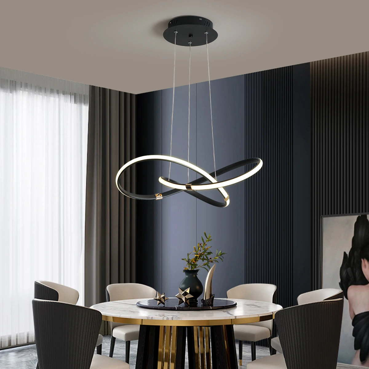 Alexa google dia540mm moderne led pendel leuchten lampe 90-265v hängende pendel leuchte leuchten für esszimmer küche zimmer bar shop