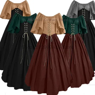 Chemise Korsett Kleid Renaissance Kostüm Fee Elf Kostüm Halloween Frauen mittelalter liches Kleid Image