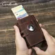 CONTACT'S Genuine Leather AirTag Wallets for Men RFID Aluminum Card Holder Metal Wallets Zip Coin