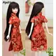 High Quality Red Flower Handmade Dress For Barbie Doll Clothes Cheongsam Chinese Traditional Dress