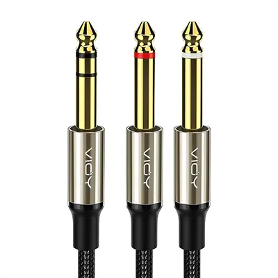 6.35mm TRS Audio Cable 6.35mm TRS Male To Dual 6.35mm TS Male Stereo Y Splitter Insert Cable Mono