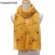 FOXMOTHER Neue Mode Damen Schal Wraps Gelb Rosa Vögel Drucken Schals Für Frauen Foulard Femme