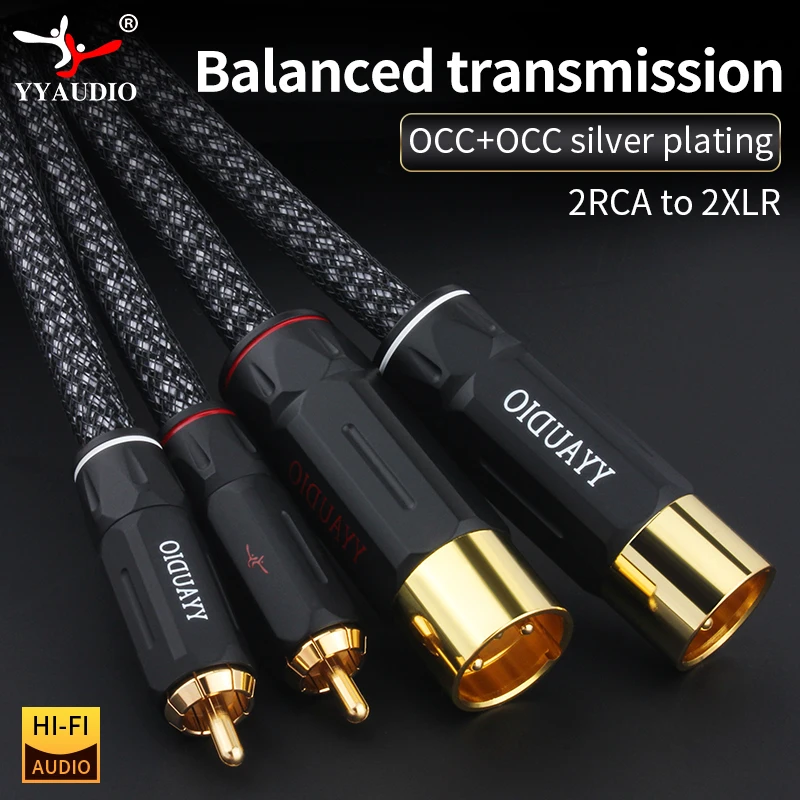 HIFI 2RCA zu 2XLR Audio Kabel Für Lautsprecher Verstärker Mischer Kabel Occ Silber Überzogene 2xlr Gleichgewicht Kabel Xlr Stecker auf weibliche Kabel Image