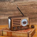 Portable Retro Radio Mini FM/AM/SW Radio Receiver Vintage Bluetooth Speaker with LED Flashlight