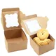 10pcs Brown Paper Gift Wrap Boxes Wedding Party Cookies and Candy Cake Boxes Transparent PVC Windows