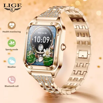 LIGE New Fashion Smart Watch Ladies Bluetooth Call Blood Pressure Sports Bracelet Waterproof DIY Custom Dial Smartwatch Women