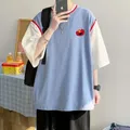 Men's Cotton T-Shirt Summer Casual Wear Mens Oversized T Shirt 5XL Patchwork Tee Shirt Big Size New