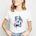 Watercolor Jack Russell Terrier Animal Print T-shirt Female Harajuku Graphic T-shirt Dog Lovers