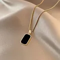 Fashion Square Necklace for Women Korean Black Geometric Pendant Necklace Collar Neck Gold Color