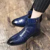 Stiefeletten für Männer blau schwarz Business Round Toe Reiß verschluss Pu Herren Stiefel versand kostenfrei Größe 38-48 Motorrads tiefel