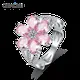 Pink Yellow Flower Sparkling Zircon Engagement Wedding Ring 18K Gold Plated White Gold Plated