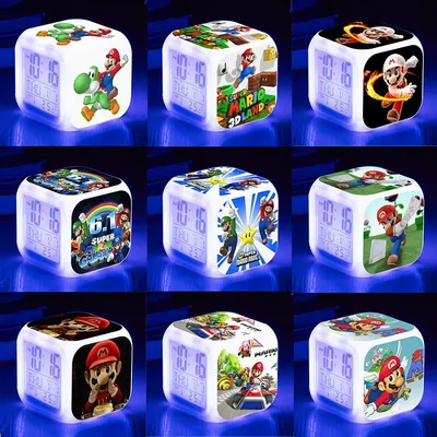 Anime Super Mario Light LED Alarm Clock Decoration Children's Bedroom Digital Light Alarm Clock