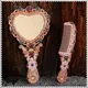 European Vintage Heart Shape Hand Mirror Makeup Mirror Frame Pocket Mirror Heart Mirror For Girl