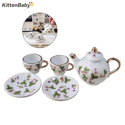 1 Satz Keramik waage antike Puppenhaus Miniatur Porzellan Tee tasse Set Geschirr Küche Puppenhaus