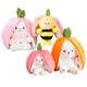 Creative Funny Peek a Boo Carrot Strawberry Rabbit Plush Toy Kawaii Stuffed Soft Bunny Hidden in