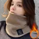 Fleece-lined Cashmere Winter Scarf Ring Women Men Plush Knitted Full Face Mask Snood Neck Scarves