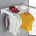 Folding Drying Rack Clothes Laundry Drying Rack Collapsible Wall Mounted Hanger 7 Drying Rods