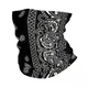 Black And White Paisley Chicano Bandana Style Winter Neck Warmer Windproof Wrap Face Scarf Ski Black